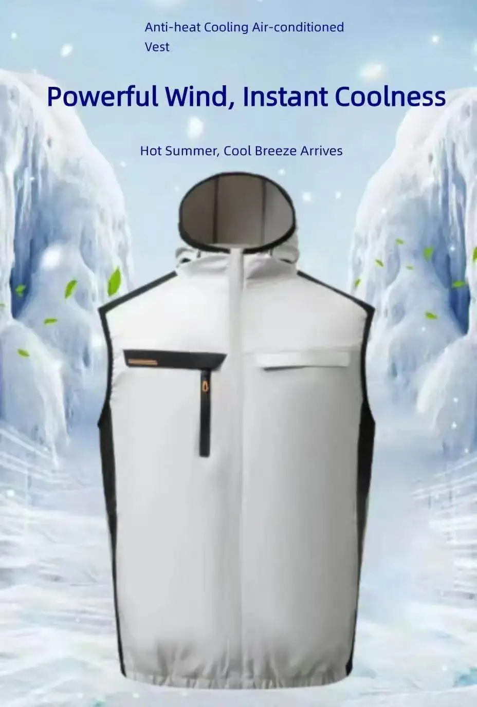Summer Hooded Air-Conditioning Workwear with Fan Cooling, Outdoor Temperature-Reducing Breathable Vest (Excluding Power Bank)