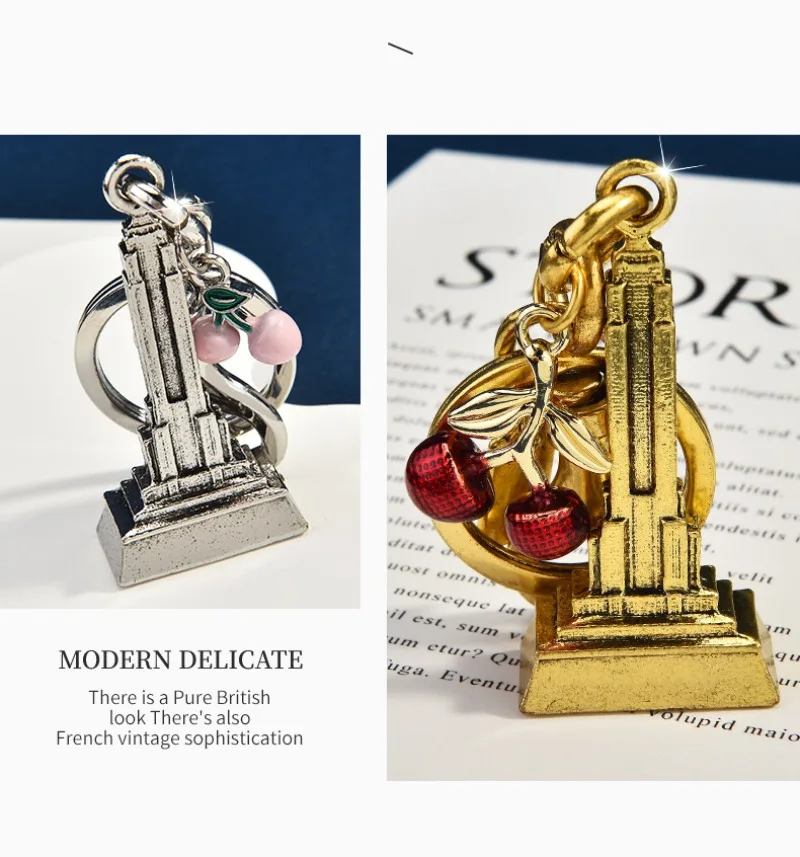 Nuova borsa portachiavi con torre da costruzione di fiori di ciliegio, ciondolo alla moda, ciondolo borsa accessorio portachiavi