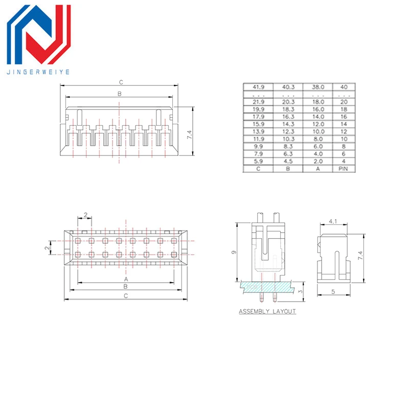 5pcs PHD 2.0mm Double Row Terminal Wire Connecting Wire 2*2/3/4/5/6/7/8/9/10p Single and Double Head Electronic Cable 1007-26awg