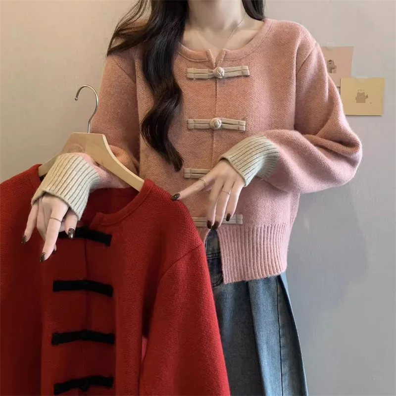 

High-End European Sle Knitted Open Cardigan for Women Autumn Winter Regular Thin Long Sve round Ne Sweater