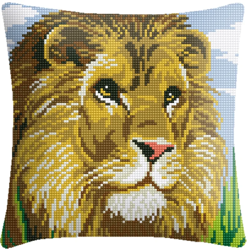 Cushions Cross stitch pillow kit embroidery needlework sets Diy printed cross stitch pillow kits lion pattern paintings 6CT