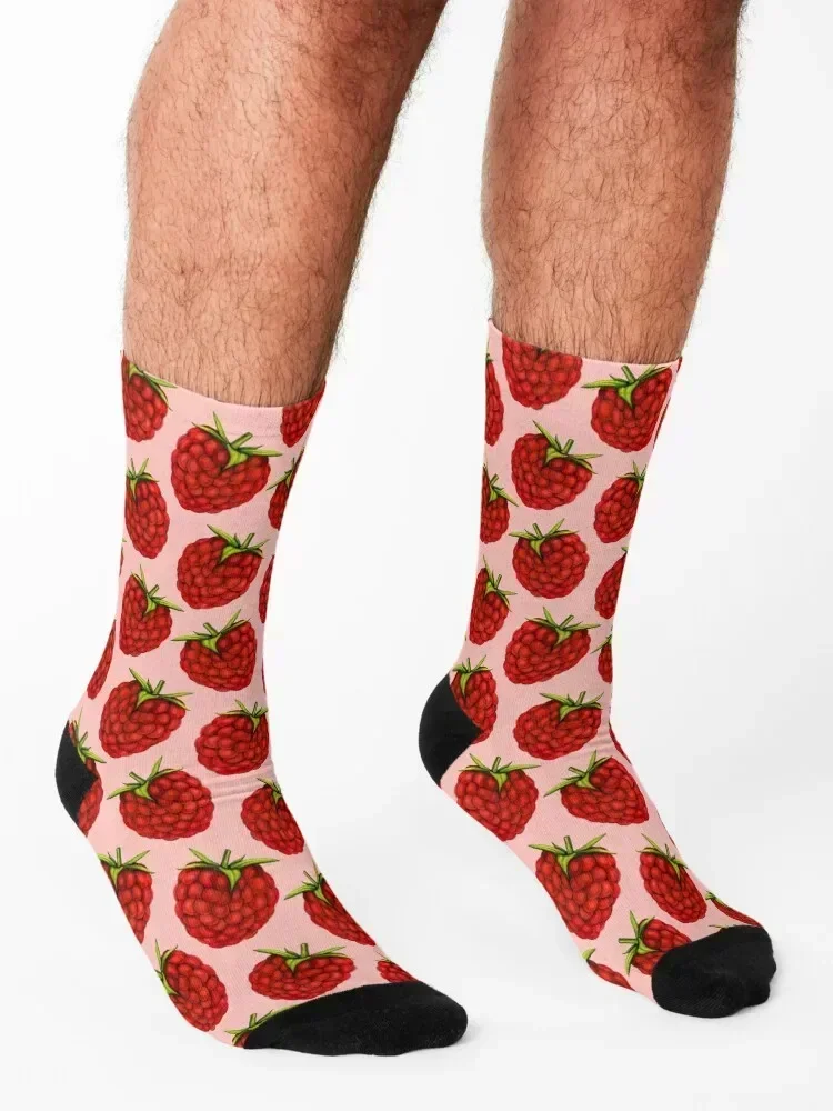 Raspberry Pattern - Pink Socks Lots winter gifts custom sports christmass gift Ladies Socks Men's