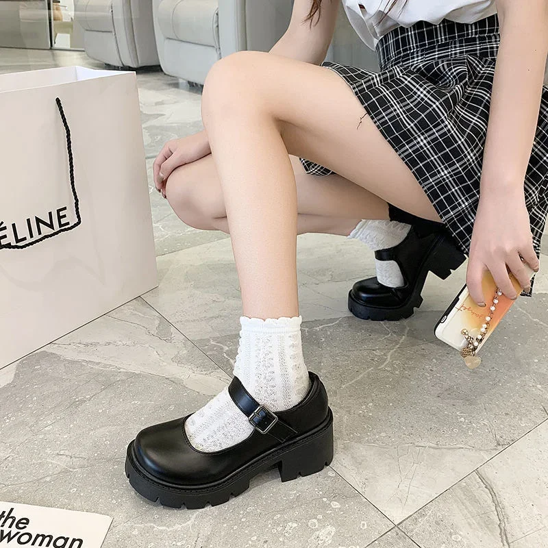 2023 novo japonês versátil feminino sola grossa jk uniforme sapatos lolita plataforma pequenos sapatos de couro versátil salto grosso retro