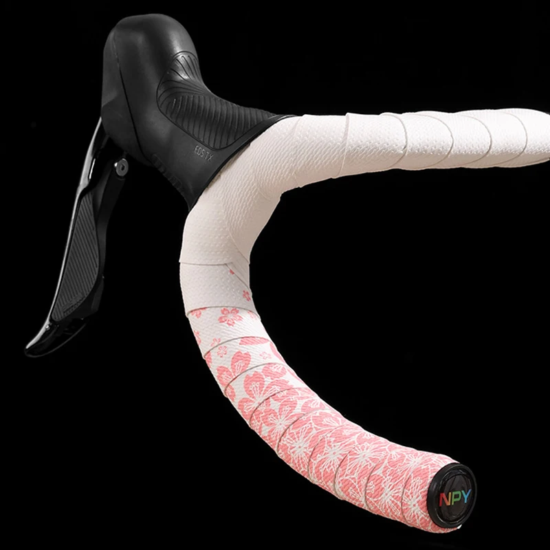 BUCKLOS Road Bike Handlebar Tape Sakura Pattern Bicycle Handlebar Tape Soft Speed Cycling Drop Bar Belt Gravel Bike Bar Strap