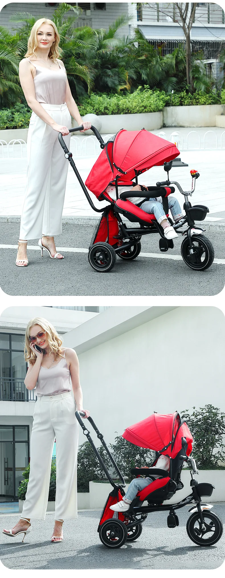 Shock absorber single person can lie down and rotate and fold pedal tricycle for children.