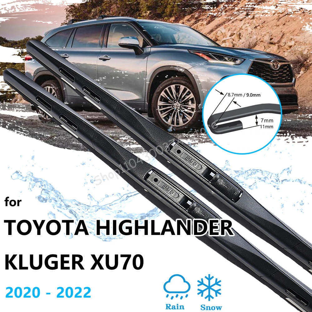 

2x For Toyota Highlander Kluger XU70 2020 2021 2022 Front Wiper Blades Rubber Window Cleaning Brushes Washers Auto Accessories