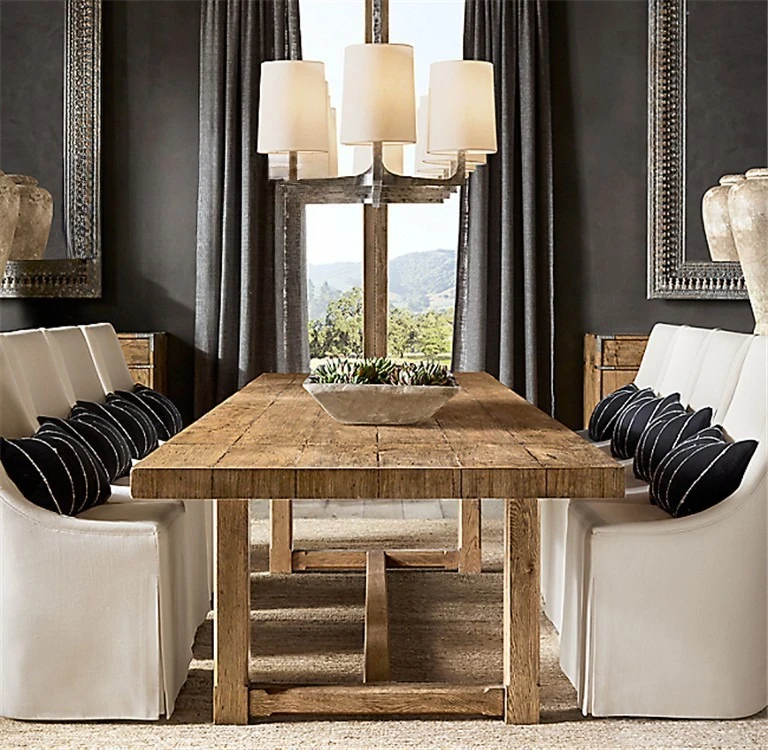 

Solid wood dining table log multi-person long dining table office meeting large board table all solid wood