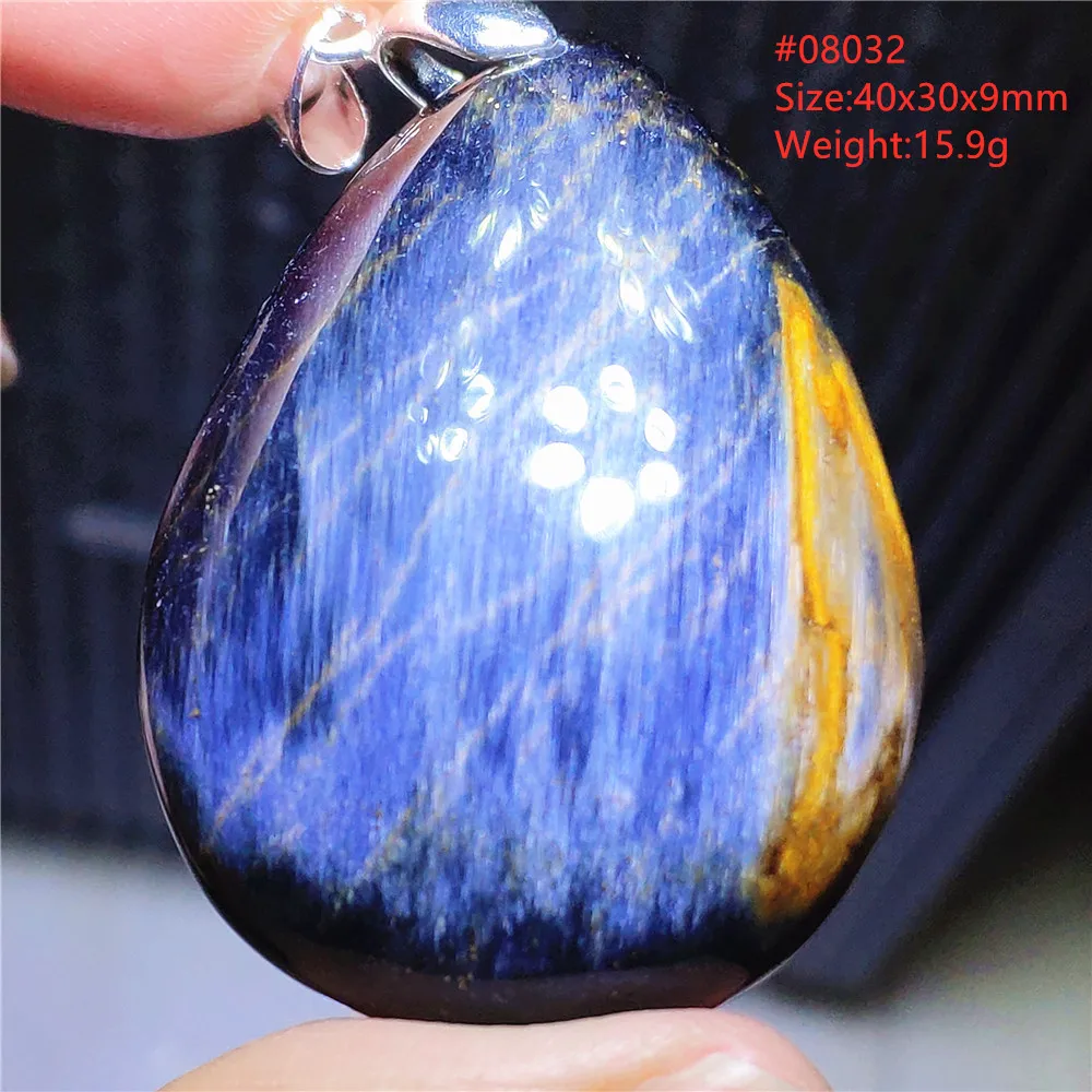 

Natural Blue Pietersite Chatoyant Pendant Water Drop Namibia Women Men Cat Eye Yellow Pietersite Jewelry AAAAAA