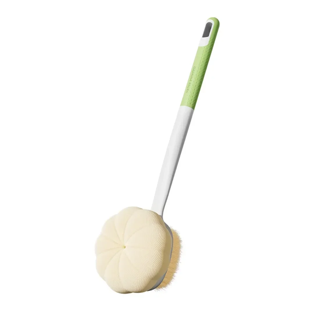 1 قطعة فرشاة حمام مزدوجة الوجهين تنظيف مقبض طويل لينة الفراء حمام فرشاة تنظيف منشفة مزدوجة الغرض التقشير أداة فرك الظهر #4