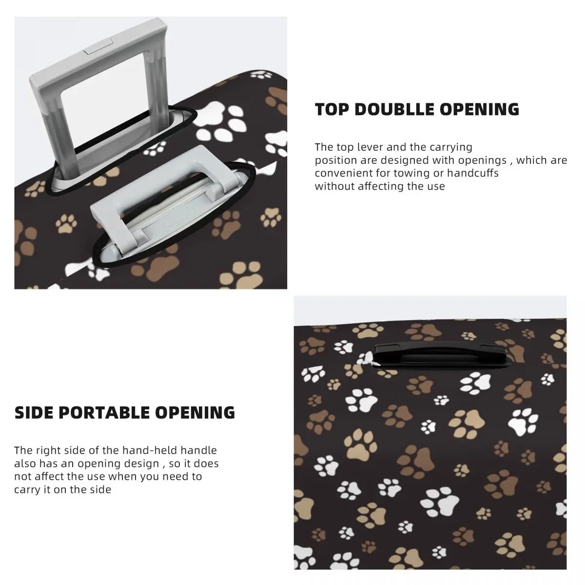 Custom Animal Footprint Dog Paw Prints Travel Luggage Cover Elastic Suitcase Cover Protector Fit 18-32 Inch