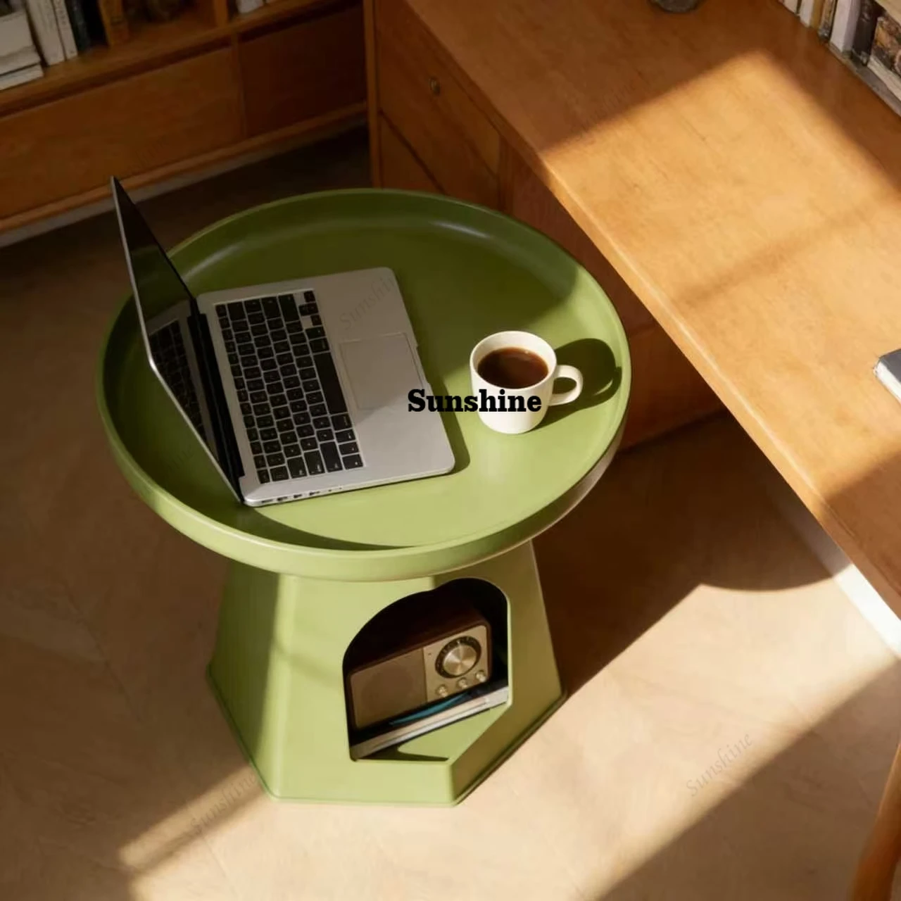 

Simple Modern Stone Cream Style Sofa Side Table - Space-Saving Corner End Table with Storage for Living Room Bedroom