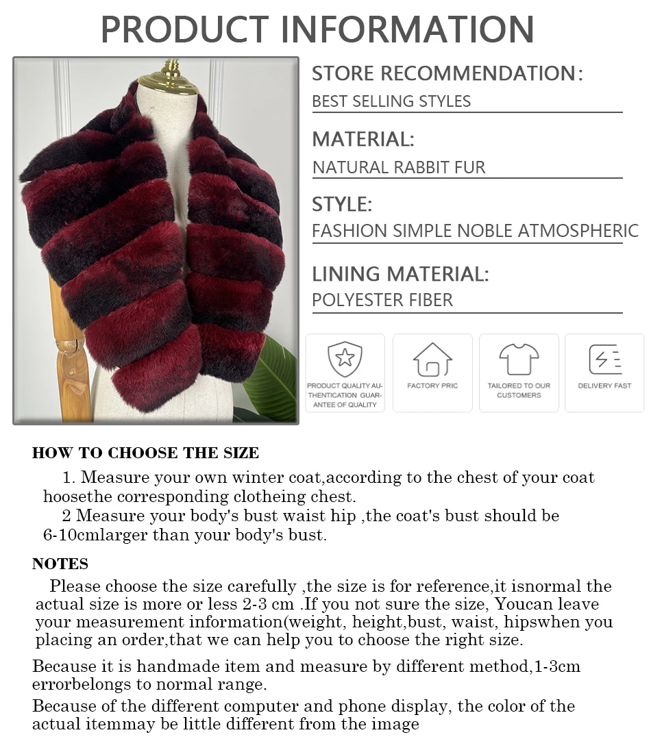 Kołnierz z prawdziwego futra Najlepiej sprzedająca się moda zimowa Ciepłe, wysokiej jakości naturalne mankiety z futra królika Rex