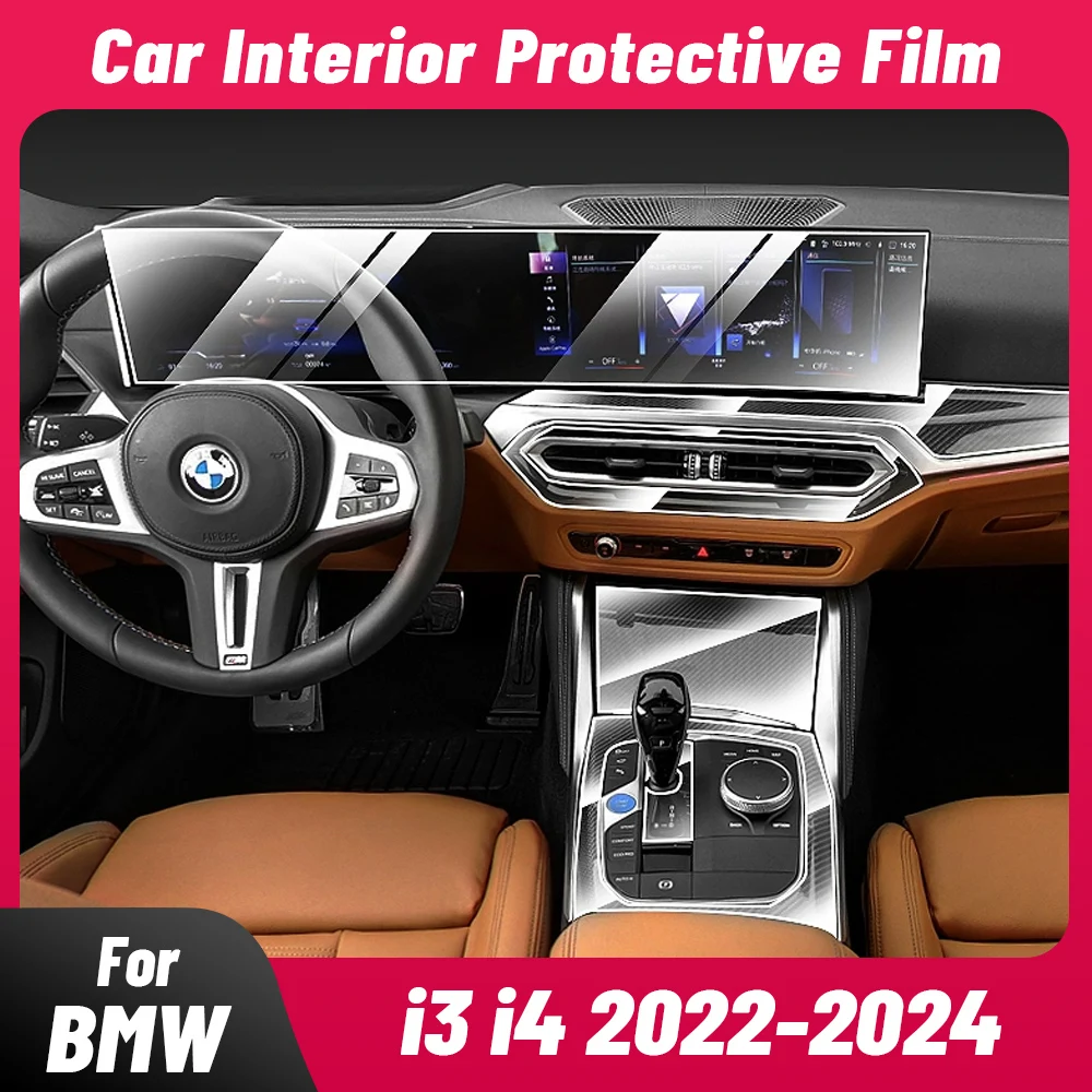 Anti-scratch Car Interior Center Console Media Dashboard Navigation TPU Protector Film For BMW I3 I4 2022-2024 Sticker