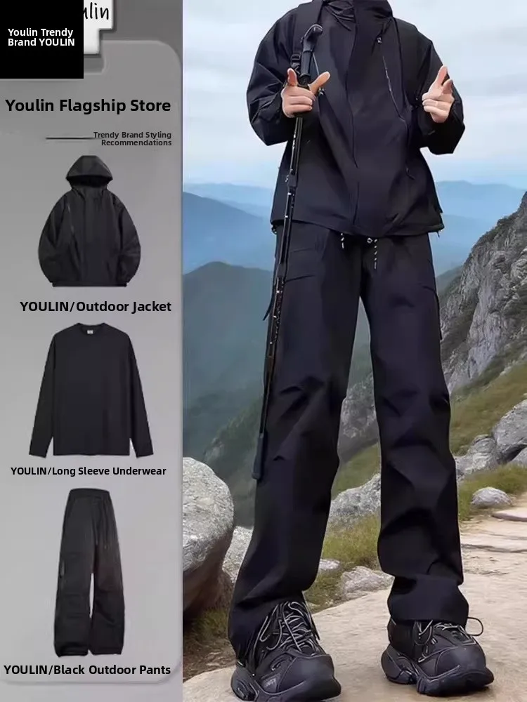 

American Sle Men's Tee-in-One Waterproof Windproof Outdoor Workwear Jaet Set Spring Autumn Hiking Sports Outerwear