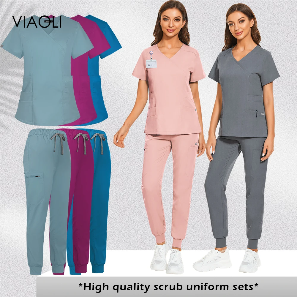 

Scrubs Women Beauty Salon Pharmacist Scrub Set Nurses Accessories for Hospital Dental Clinic Pet Shop Soft Work Wear Wholesale