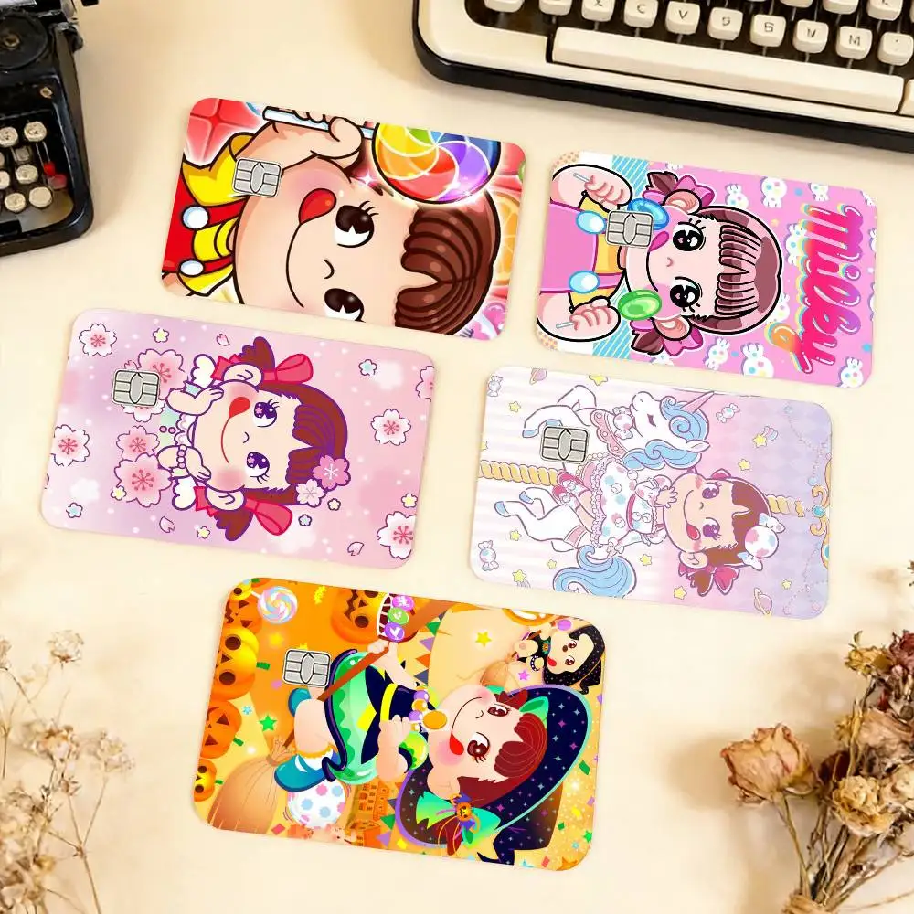 

Fujiya Milky Peko Chan Handmade Waterproof Film Skin Cover Credit Card Stickers Debit Front Bank Bus Pass
