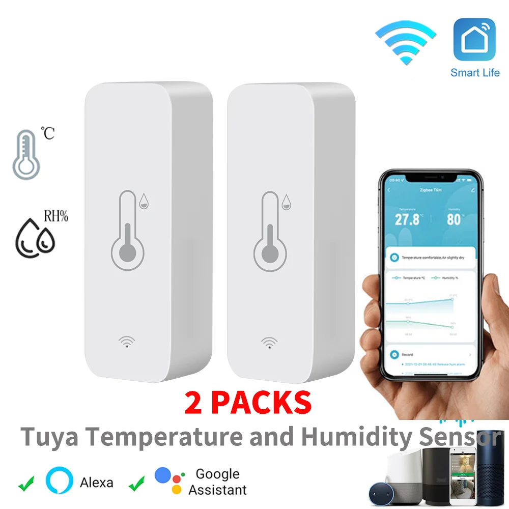 Tuya WiFi Temperature Humidity Sensor SmartLife Remote Monitor For Smart Home Workwith Alexa Google Assistant