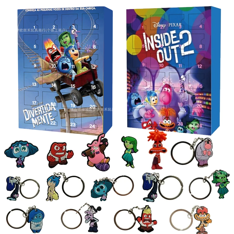 

24PCS/Box Inside Out Anime Merry Christmas Advent Calendar Surprise Box Random Key Chain Cartoon Cute Advent Figure Toys Gifts