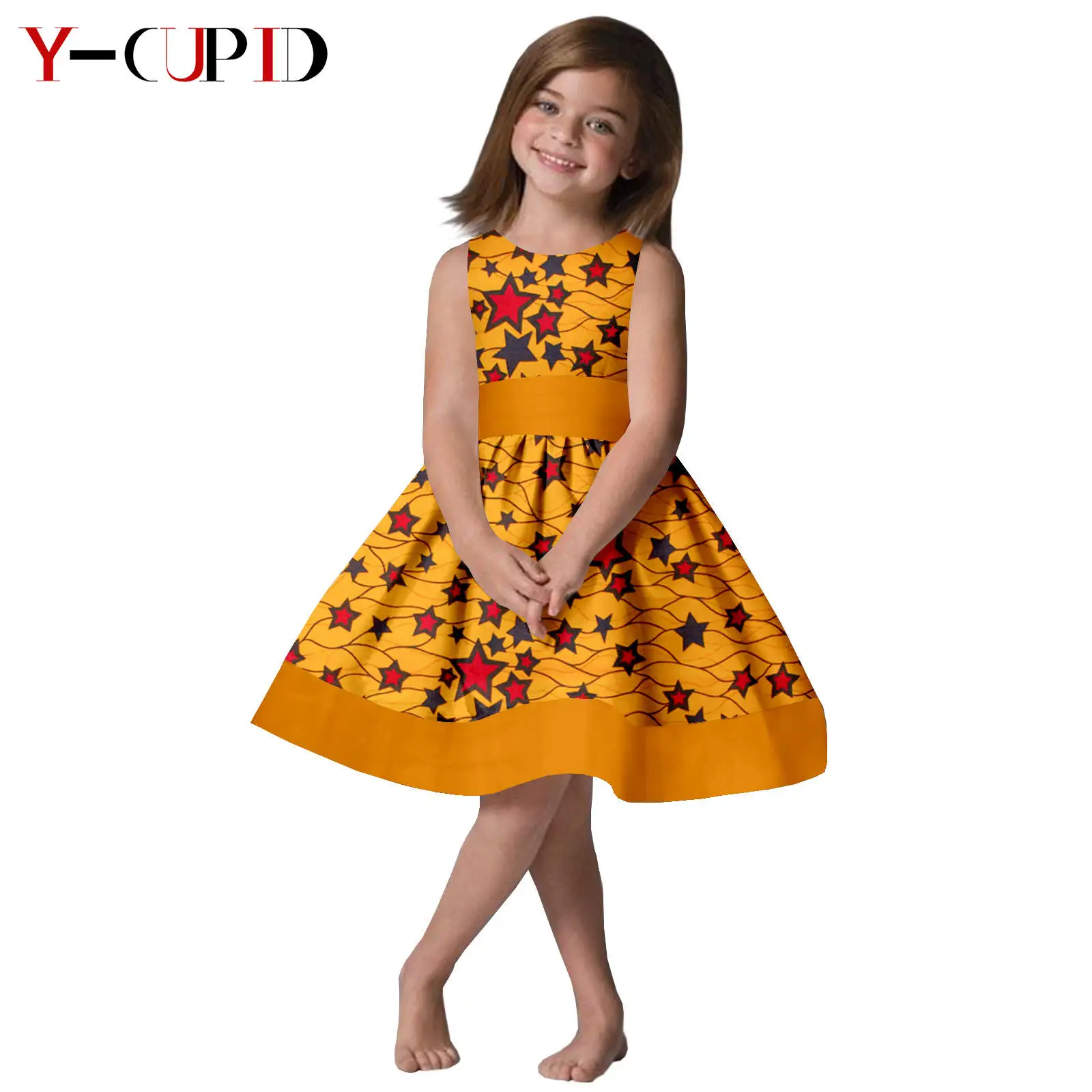 Summer African Clothes Dashiki Cotton Sleeveless Print Dresses Baby Girl Outfits Bazin Riche Children Ankara Outwear 2445005