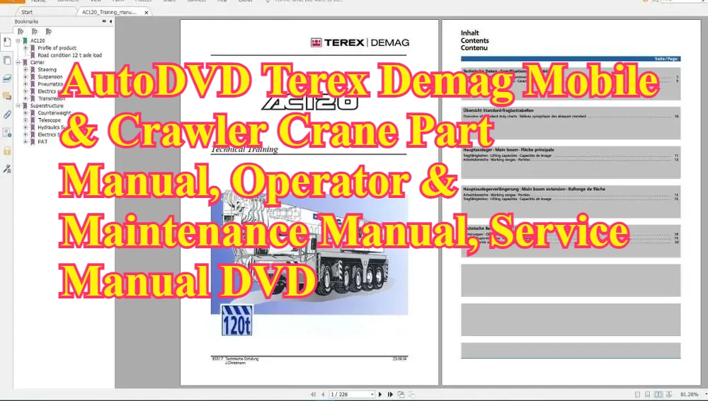 

Руководство по технике мобильного и гусеничного крана AutoDVD Terex Demag, руководство по эксплуатации и обслуживанию, руководство по обслуживанию DVD