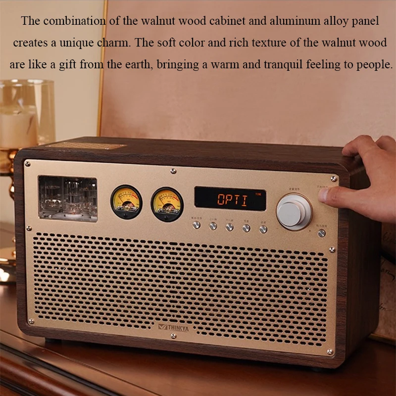 Speaker Aktif HIFI Multi-Fungsi dengan Tabung Vakum ECC82 Terintegrasi Bluetooth 5.0 Radio FM – Sistem Audio Retro Kelas Atas