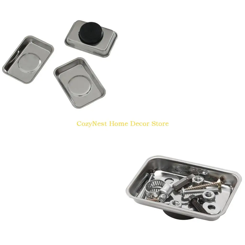 92MF Rectangle Magnetic Tool Tray 4 inches Metal Parts & Tool Organization for Screws Sockets Bolts Pins Automotive Repairs