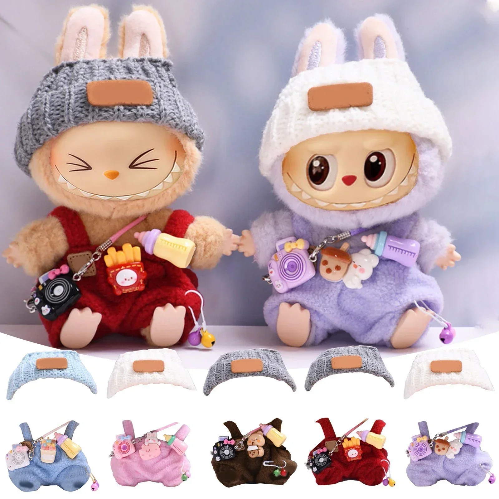 Cute Bunny Doll Outfit Sets, Adorable Matching Clothes for Plush Pairs, Trendy Doll Accessories for Play & Display