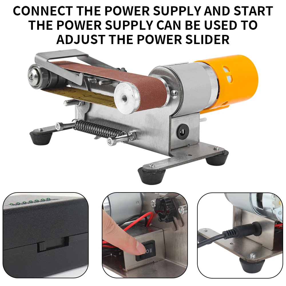 110V/220V Mini Electric Belt Sander DIY Polishing Grinding Machine Multifunctional Grinder Belt Sander Cutter Edges Sharpener