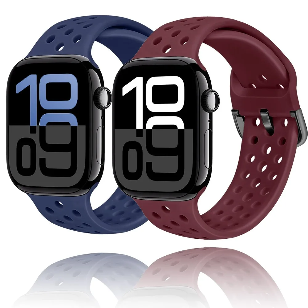 Silicone Strap for Apple Watch 10 46mm 42mm Ultra 2/1 49mm Comfortable Band IWatch 9 8 7 6 5 4 SE 45mm 41mm 44mm 40mm Bracelet