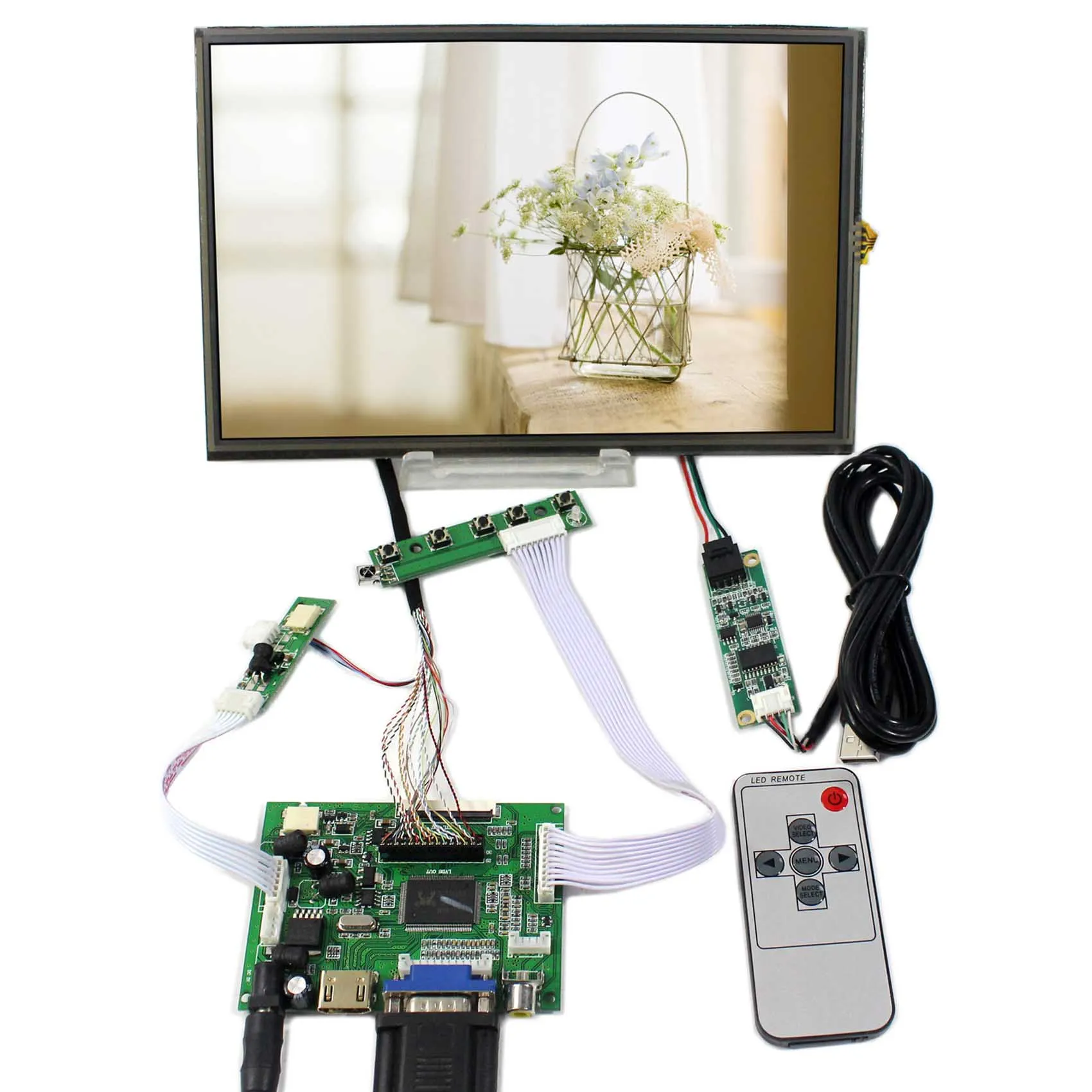 HD MI VGA 2AV LCD Controller Board+10.1inch B101UAN02.1 1920x1200 Resistive Touch Screen