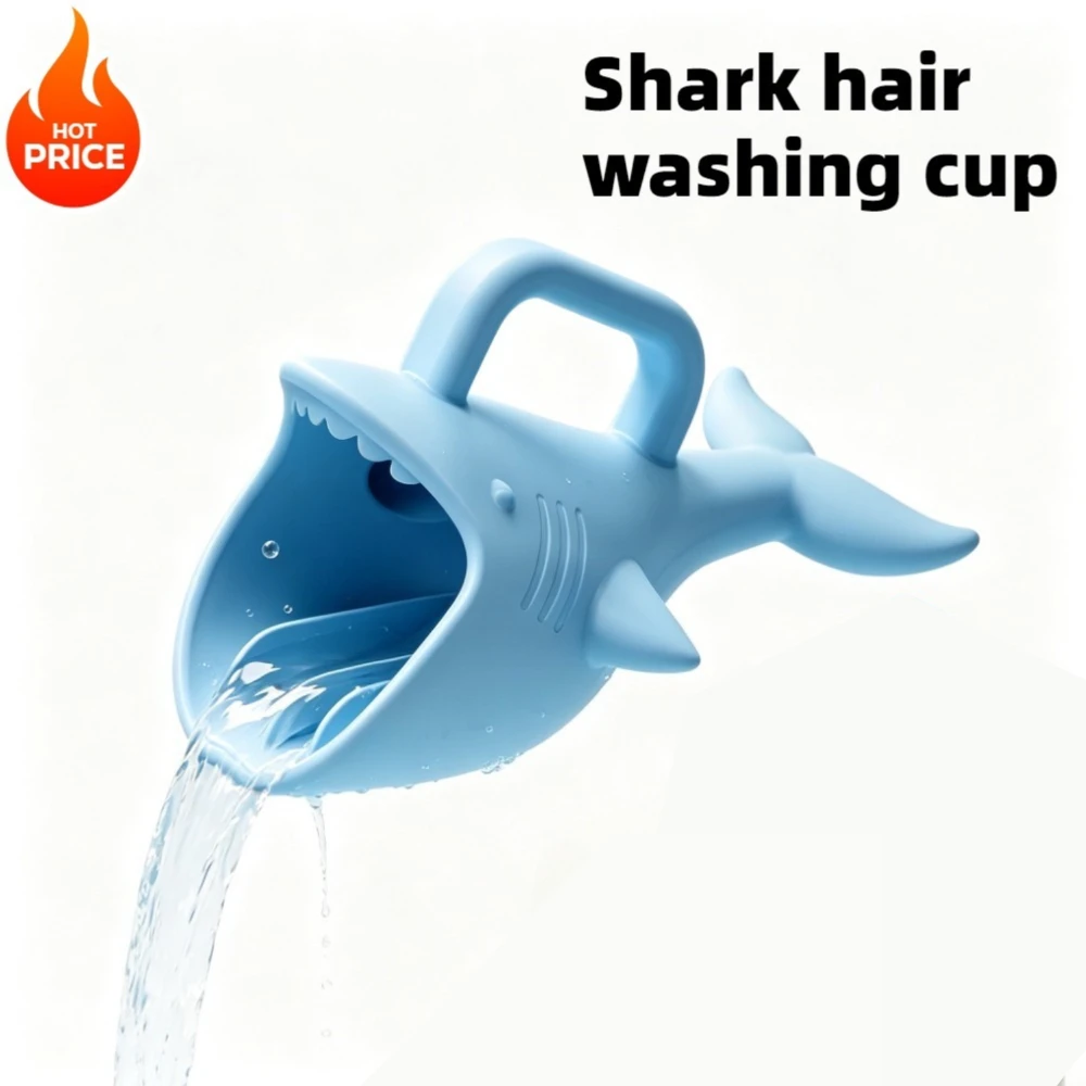 Silicone shark Bath Rinse Cup waterfall rinser Bath Products Water scoop