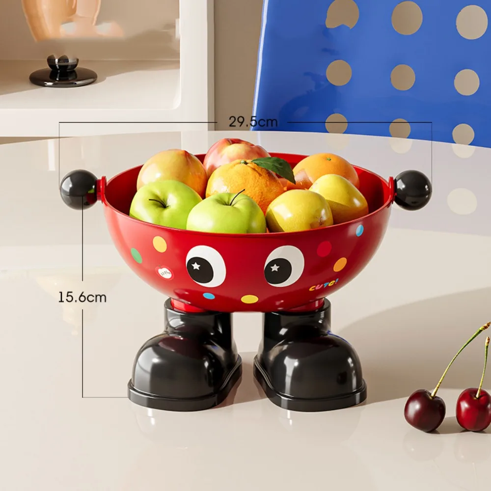 

Dustproof Large Capacity Snack Fruit Plate Cartoon Thickened Drain Basket with Lid Plastic Tea Table Plate Living Room