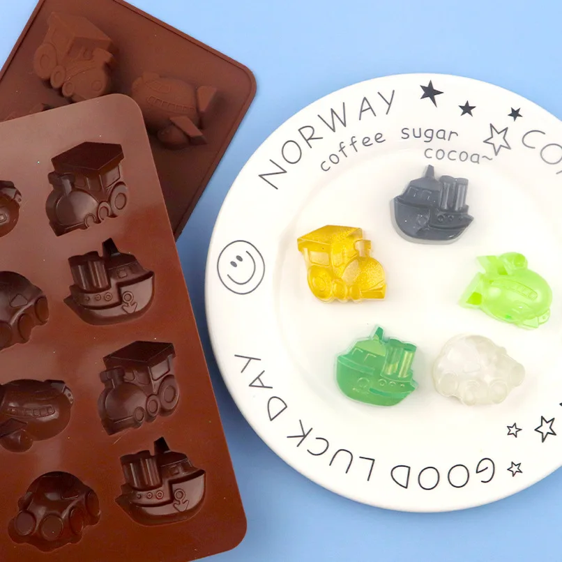 Wholesale 8-cavity Transportation Silicone Chocolate Mold Ice Cube Tray - Diy Baby Food Mold (train, Airplane, Boat, Car) 253
