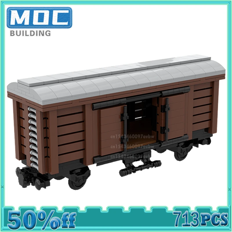 

MOC Building Blocks Train Wagon Cattle Car Model DIY Assembly Creative Bricks Transportation Xmas Toys Gifts