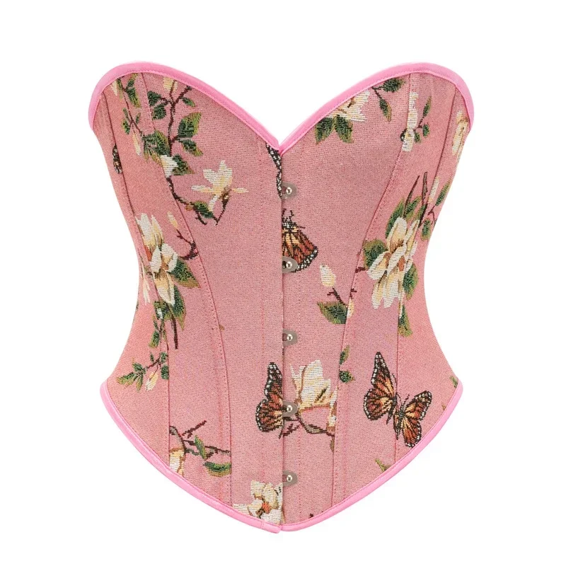 

Butterfly Floral Printed Sexy Overbust Corset Top Women Vintage Gothic Bustier Steampunk Shapewear