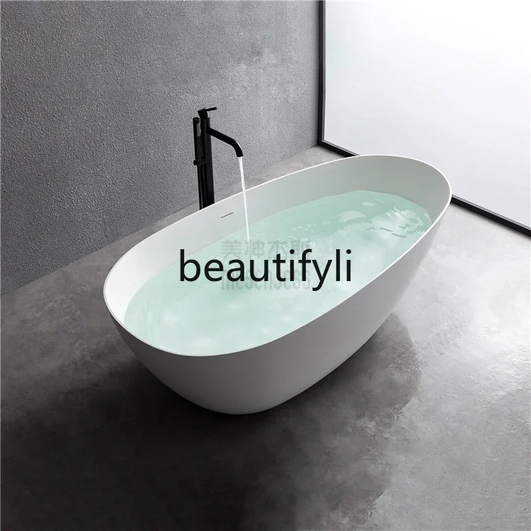 

ssK178 ss25 ss25 Artificial stone bathtub Small apartment integrated independent goose egg double beautiful stone bathtub