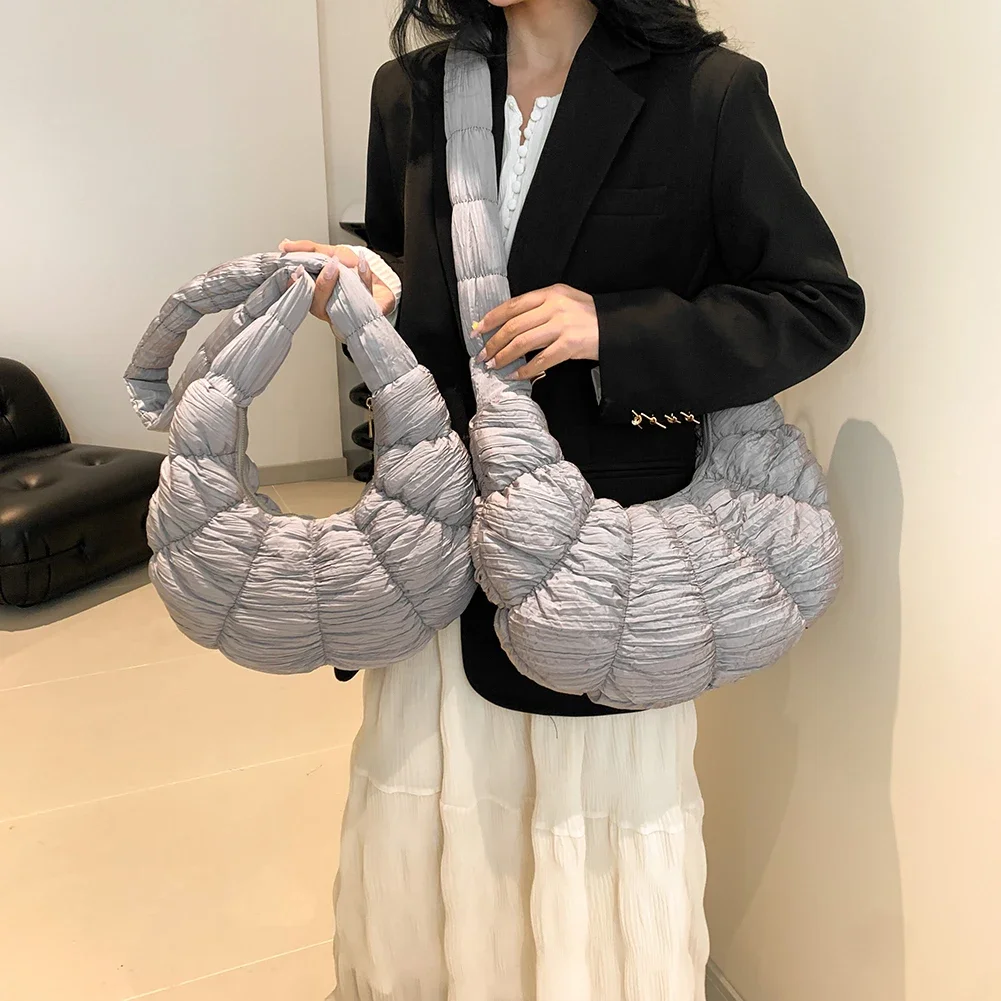 Puffer Padded Crossbody Bag Women Pleated Cloud Shoulder Bag Fashion Chic Luxury Design Handbag Purse Quilted Dumpling Hobo Bag