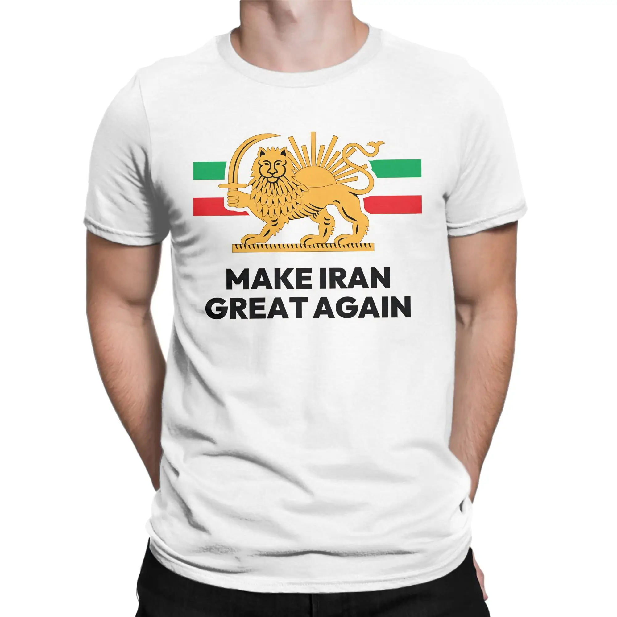 Make Iran Great Again Lion T-Shirt Trendy Cool T Shirts Short Sleeve Vintage Tops Summer 100 Cotton Comfortable 4XL 5XL 6XL Tees