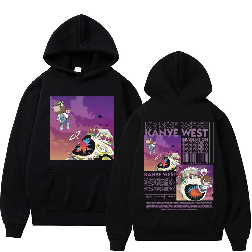 Rapper Kanye West Graduation Album Graphic Hoodie Fashion Hip Hop Oversized Pullovers Men Women Casual Long Sleeve Sweatshirts