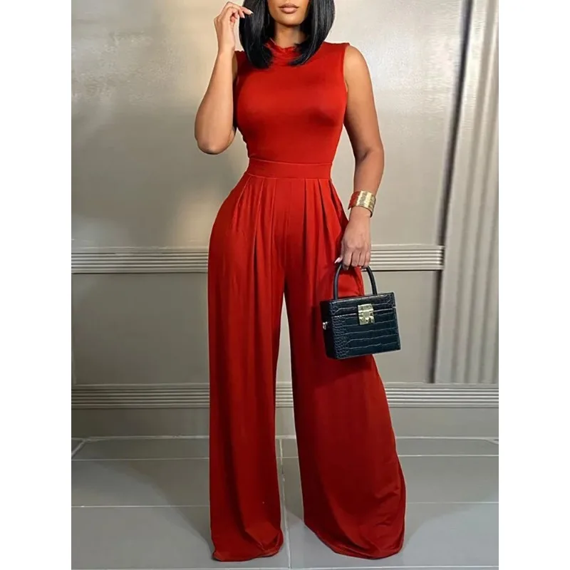 

Модные новые брюки, облегающий женский комбинезон без рукавов с принтом, ткань из молочного шелка.