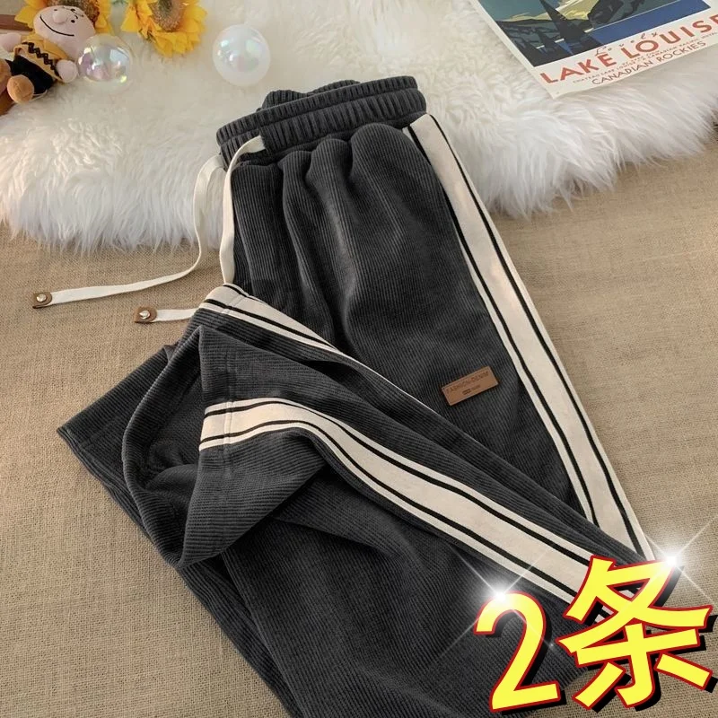 

Men's Spor Stripe Casual Wide Leg Pants High Street Sle Spring Autumn Winter Faionable Trousers All Match American Loos...