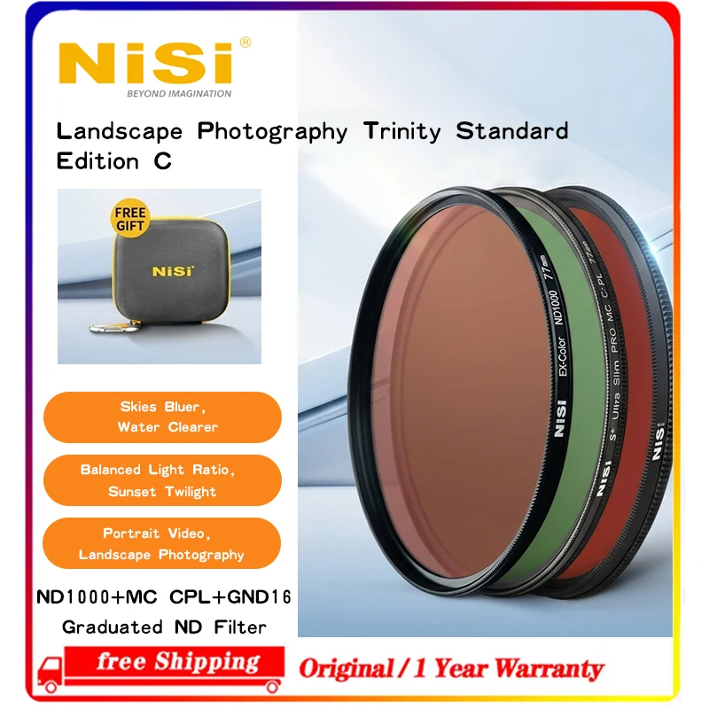 Landscape Photography Trinity Standard Edition NiSi Filter Bundle C ND1000+MC CPL+GND16 for Long‑Exposure Shooting