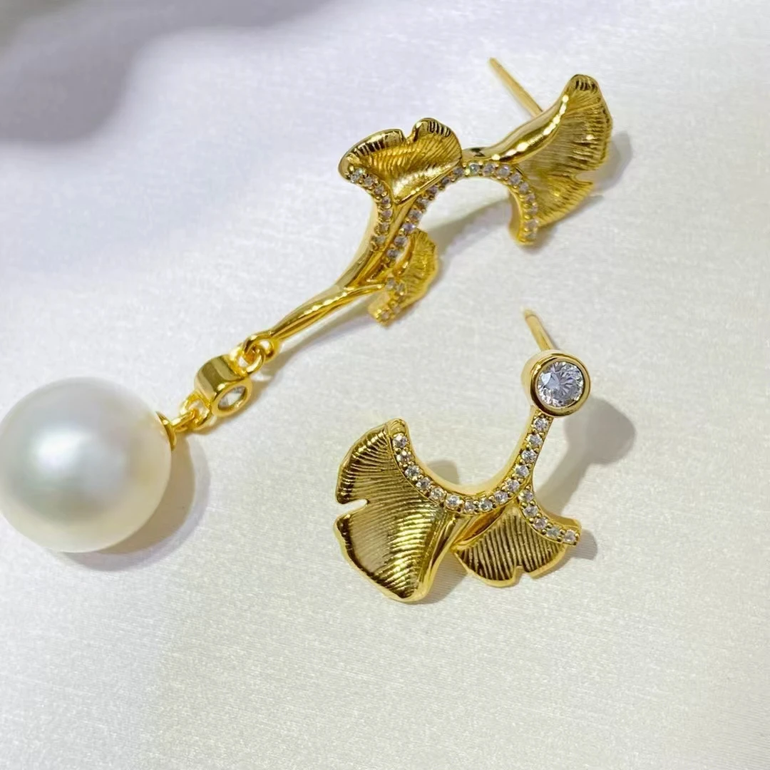 Wholesale 925 Sterling Silver Earrings Mount Findings Settings Base Mounting Parts Accessory for 11-12mm Pearls 5 pairs/lot