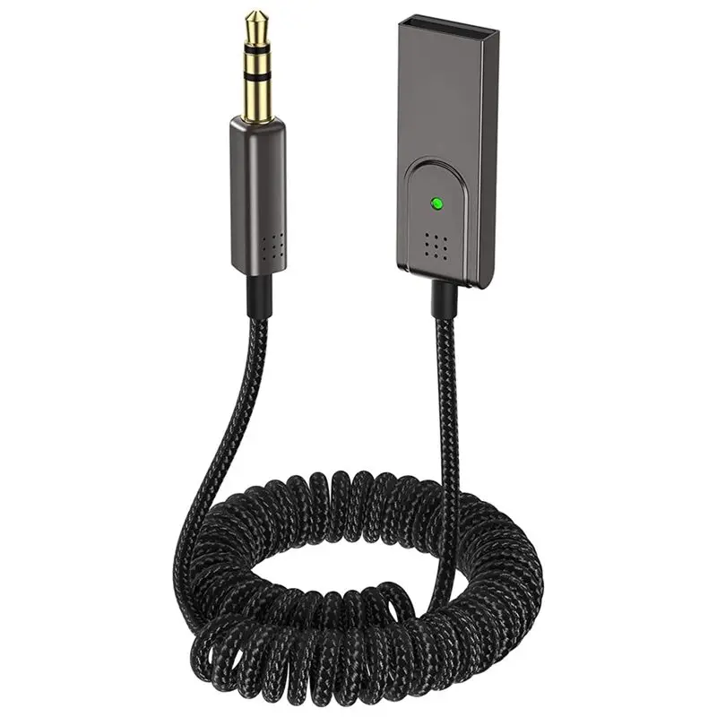 Aux To Bluetooth 5.1 Adapter 3.5Mm Bluetooth Receiver, Built-In Microphone Part For Car Speakers And Home Audio-X67A