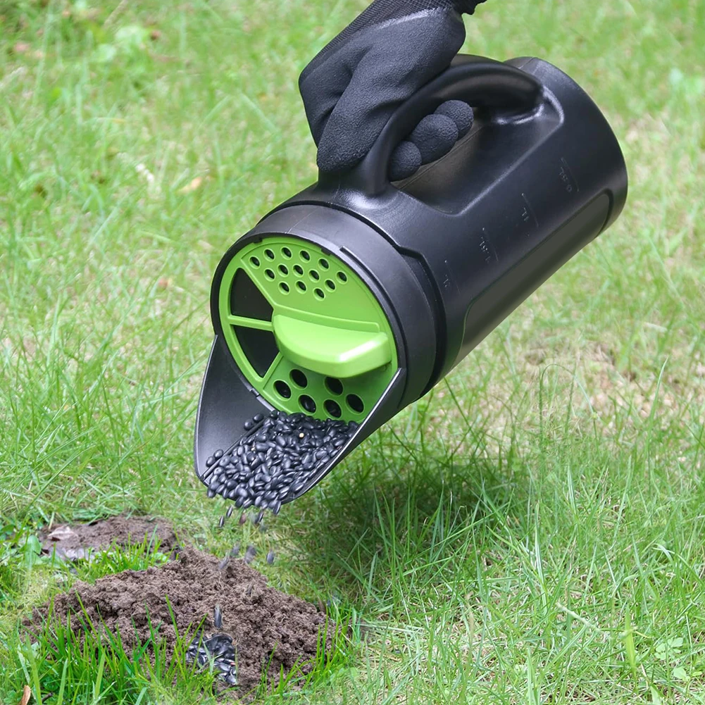 Dimensioni del foro regolabile per spalmatore tenuto in mano per fertilizzante per semi, sale, attrezzo da giardinaggio, annaffiatoio, strumento per semina, fertilizzante portatile