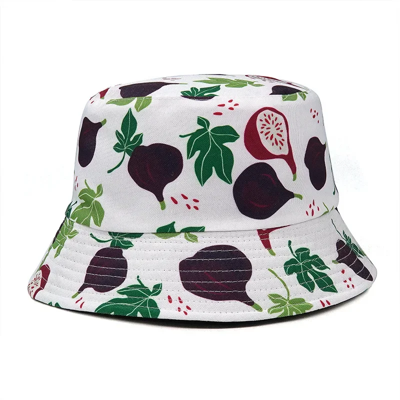 Summer Fisherman Cartoon Print Hat Reversible Cartoon Bucket Hats Women Men Street Hip Hop Bucket Cap Vintage Fishing Hat