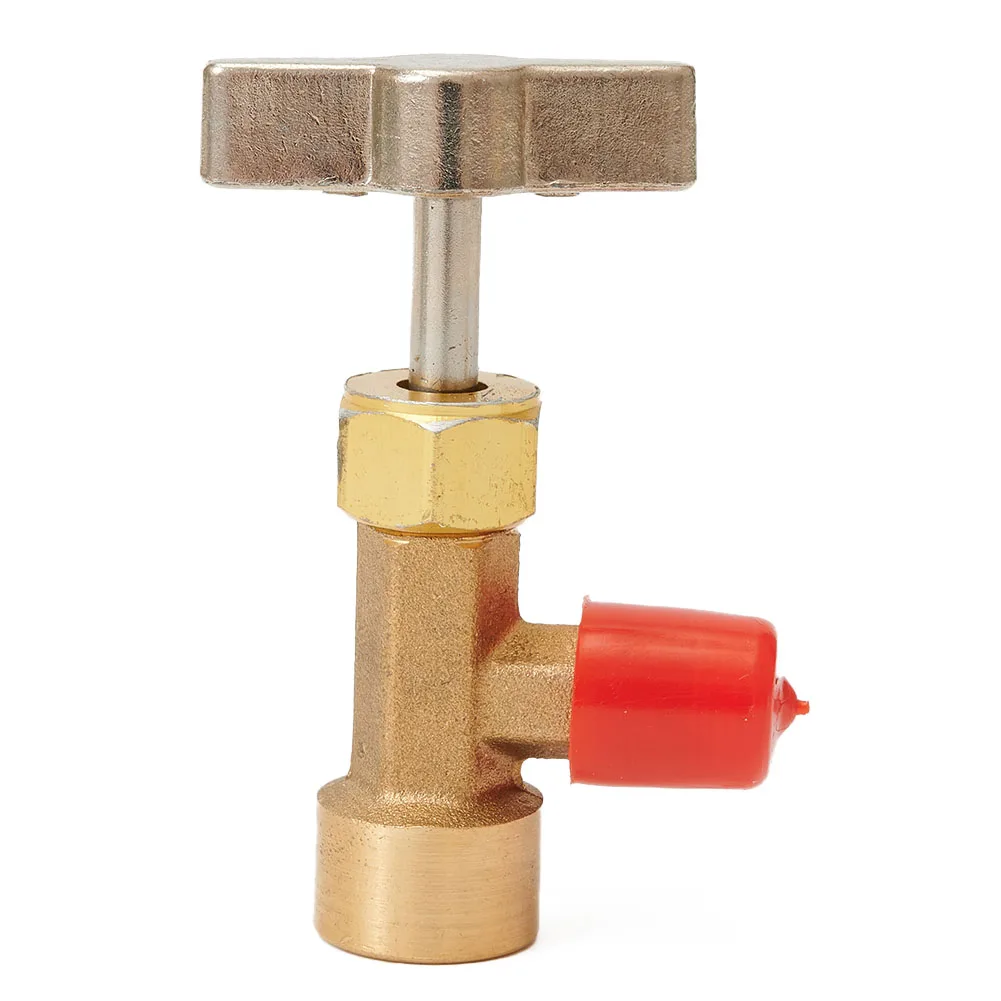 Can Tap Valve R134A Dispenser Tool AC-Tank Adapter 1/4 Hose 3pcs/set Gold 1/4" SAE  M 1/2" ACME Adapter For R12 R22 Manifold