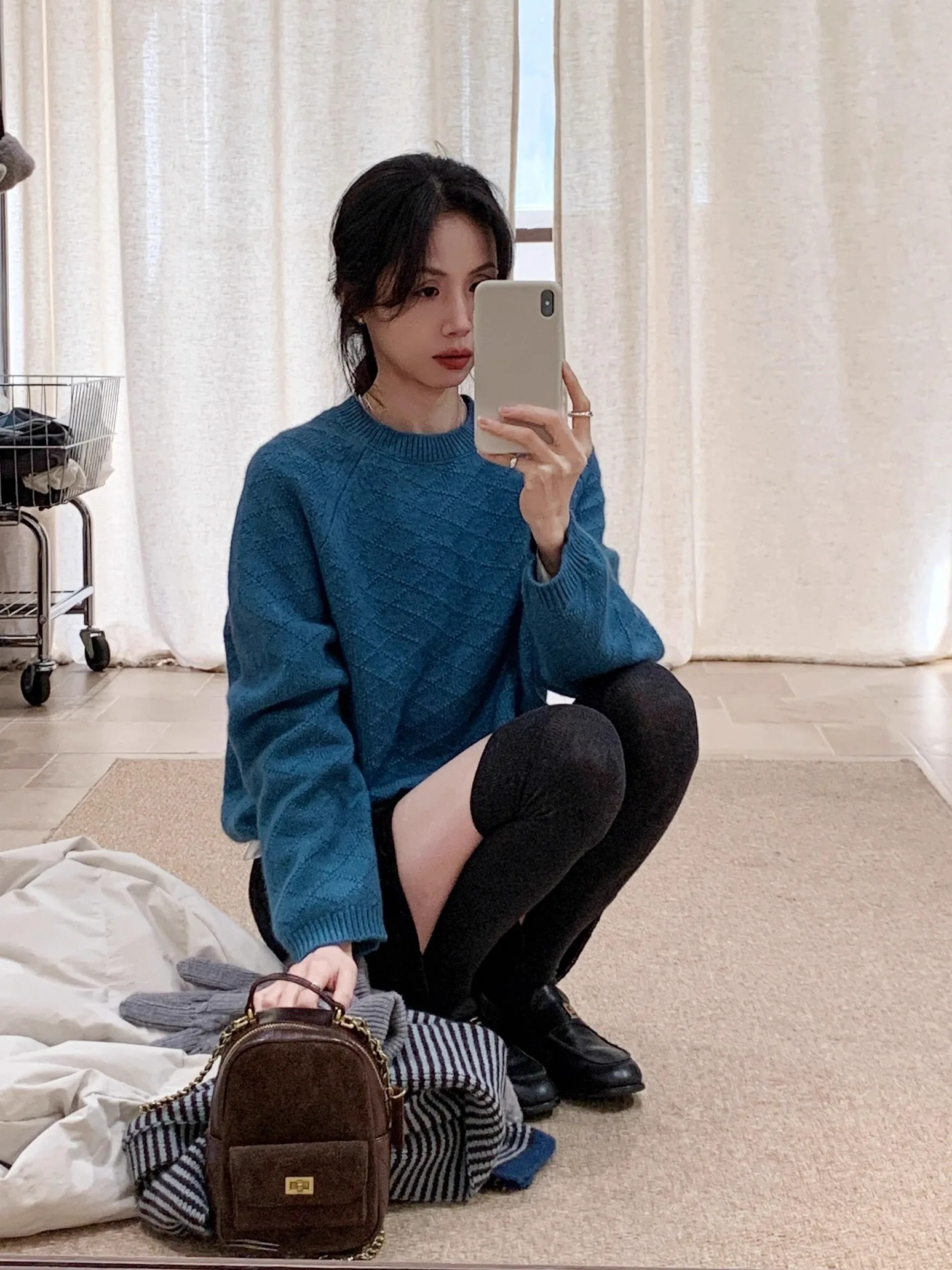 

BRIVIN Мягкий шерстяной вязаный свитер с длинными рукавами и круглым вырезом для женщин, осенне-зимний, с нежным ромбовидным узором, свободного кроя