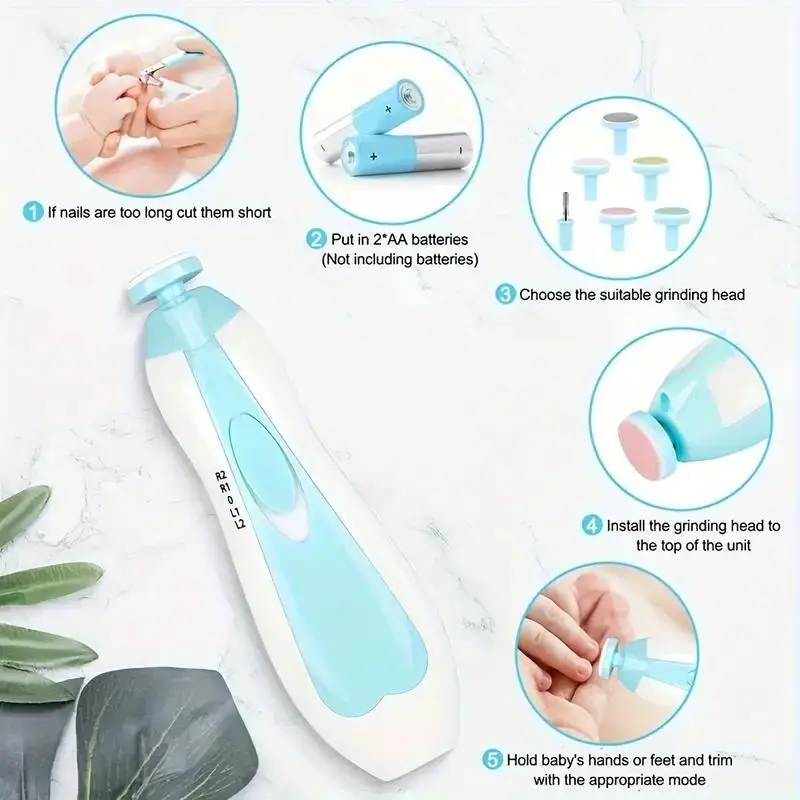 Manicure Suit Portable Six-in-one Multi-head Baby Nail Grinder Electric Anti-scratch Children Anti-meat Nail Clipping