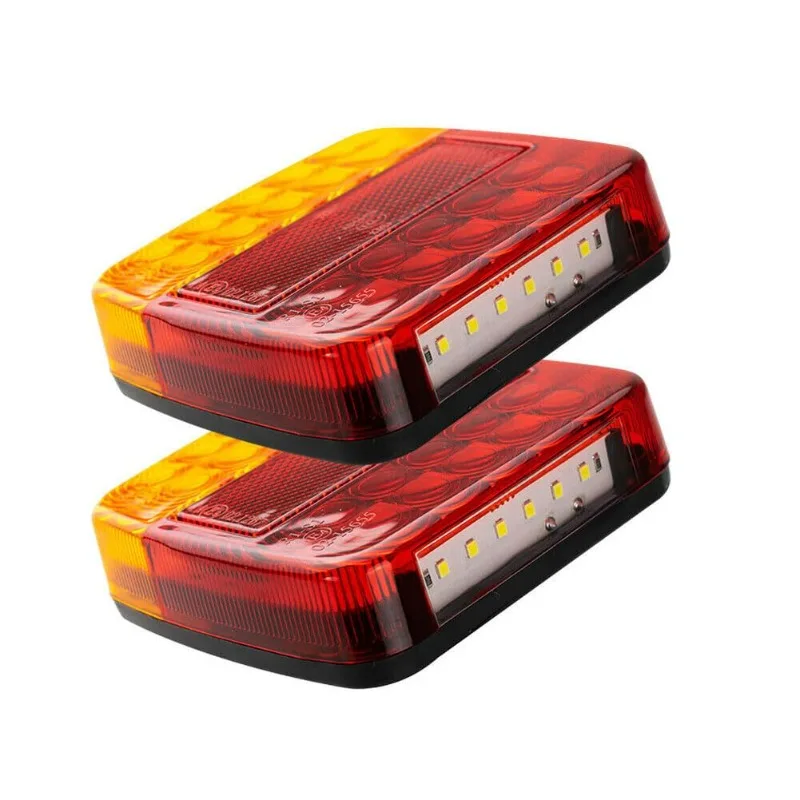 12V Square LED Rear Tail Lights, Suitable for Trucks, Trailers, Lorries and Caravans - Brake Lights & Turn Signal Indicators